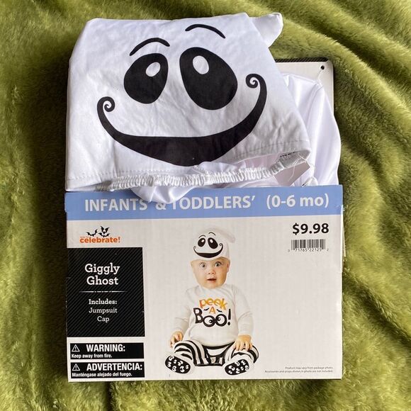 Giggly Ghost Infant Costume - White and Black 0-6 months - Picture 1 of 3